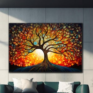 Tree of Life UV Printed Tempered Glass, Popular Glass Art Gift, Housewarming Gift, Large Wall Art, Wall Decor, Home Decor, Nature Wall Art