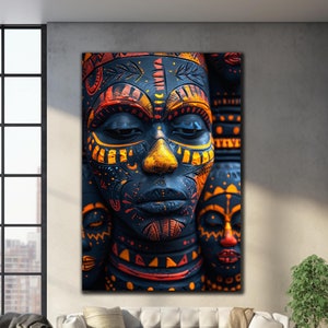 Abstract African Wall Art, Tempered Glass Wall Art,Glass Printing,Large Glass Wall Art,Wall Hangings,African Culture,Ethnic African Wall Art