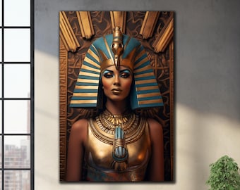 Cleopatra Glass Wall Art, Egyptian Queen Art, Egyptian Cleopatra Glass Decor, Egyptian Goddess Wall Art, Tempered Glass, Glass Printing Art