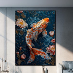 Koi Fish Glass Wall Art, Tempered Glass, Glass Printing, Japanese Koi Fish Wall Art, Animal Wall Art, Koi Fish Wall Decor,Koi Gift Glass Art