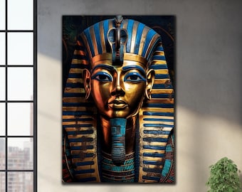 Tutankhamun Glass Wall Art, Glass Printing, Egyptian Decor, Egyptian Wall Art, Egyptian Pharaoh, Large Wall Art, Tempered Glass Wall Art