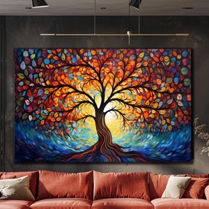 Tree of Life UV Printed Tempered Glass, Popular Glass Art Gift, Housewarming Gift, Large Wall Art, Wall Decor, Home Decor, Nature Wall Art