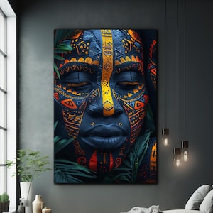 Abstract African Wall Art, Tempered Glass Wall Art,Glass Printing,Large Glass Wall Art,Wall Hangings,African Culture,Ethnic African Wall Art