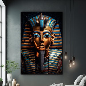 Tutankhamun Glass Wall Art, Glass Printing, Egyptian Decor, Egyptian Wall Art, Egyptian Pharaoh, Large Wall Art, Tempered Glass Wall Art