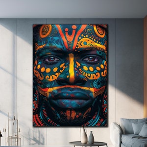 Abstract African Wall Art, Tempered Glass Wall Art,Glass Printing,Large Glass Wall Art,Wall Hangings,African Culture,Ethnic African Wall Art