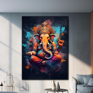 Hindu Ganesha Wall Decor, Tempered Glass Wall Art, Panoramic Wall Decor, Extra Large Wall Art, Ganesh Wall Art, Wall Hanging, Glass Printing