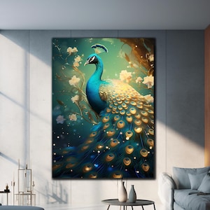 Magical Peacock Tempered Glass Wall Art, Abstract Peacock Wall Art, Peacock Glass Decor, Home Decor Gift, Housewarming Gift, Animal Wall Art