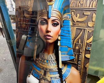 Cleopatra Tempered Glass Wall Art, Egyptian Cleopatra Art, Egyptian Goddess, Glass Printing, Egyptian Quenn Wall Art, Wall Hangings Glass