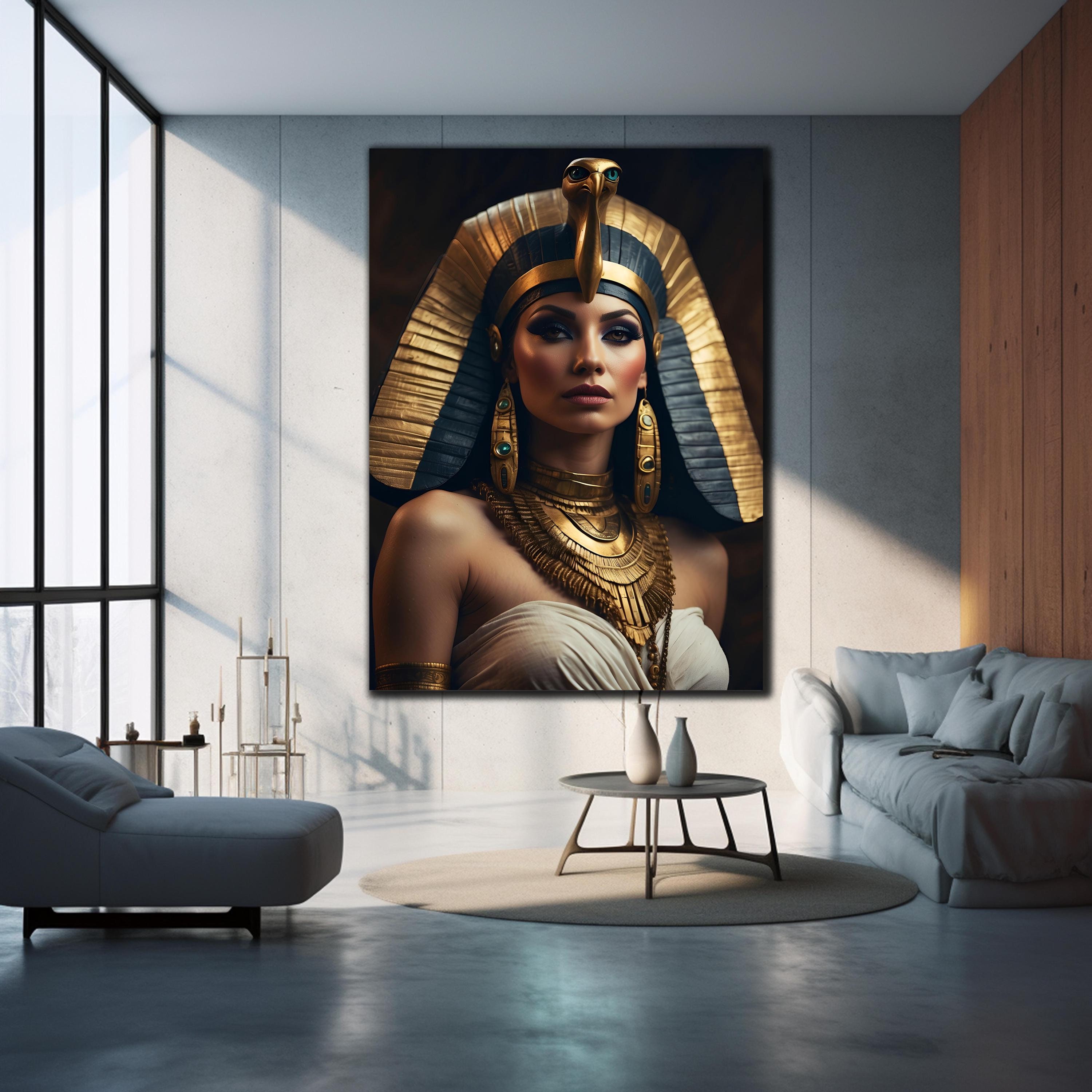 Cleopatra Wall Art,Tempered Glass Wall Art, Cleopatra Wall Decor,Egyptian Goddess,Glass Print,Large Wall Art,Egypt Wall Decor,Egyptian Queen