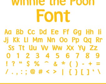 Fuente del alfabeto de Winnie the Pooh: archivos SVG, TTF y DXF