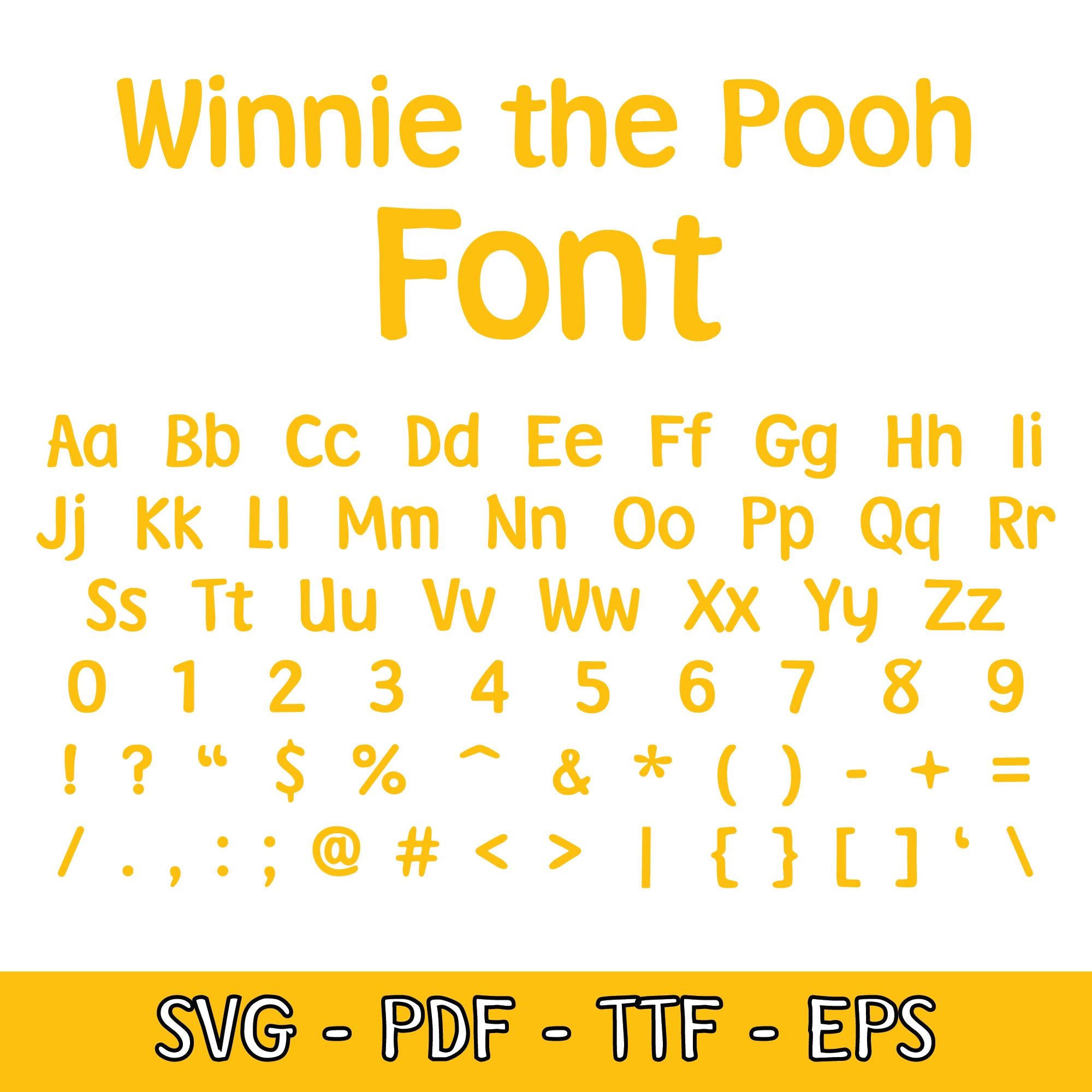 Winnie the Pooh Alphabet, Winnie the Pooh Font Dxf, Pooh Bear Font SVG, Winnie the Pooh Font Svg ...