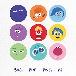 Dentro de nuevos personajes SVG, PNG, Emociones ansiedad aburrimiento tristeza ira vergüenza envidia asco alegría miedo Clipart Vector