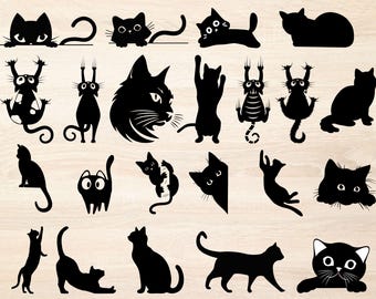 Katze Silhouette SVG Bundle, Kätzchen Clipart (Digitale Datei)