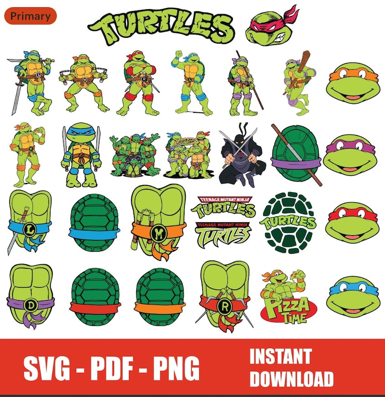 Ninja Turtles SVG PNG Bundle: Donatello, Raphael, Leonardo, Michelangelo image 2