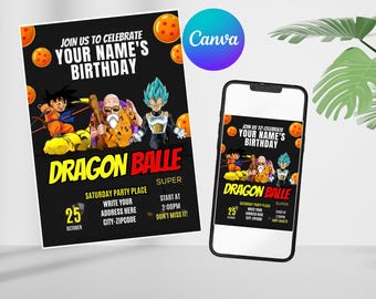 Dragon Ball Birthday Invitation Template | Editable Kids Party Invite (Digital Download)