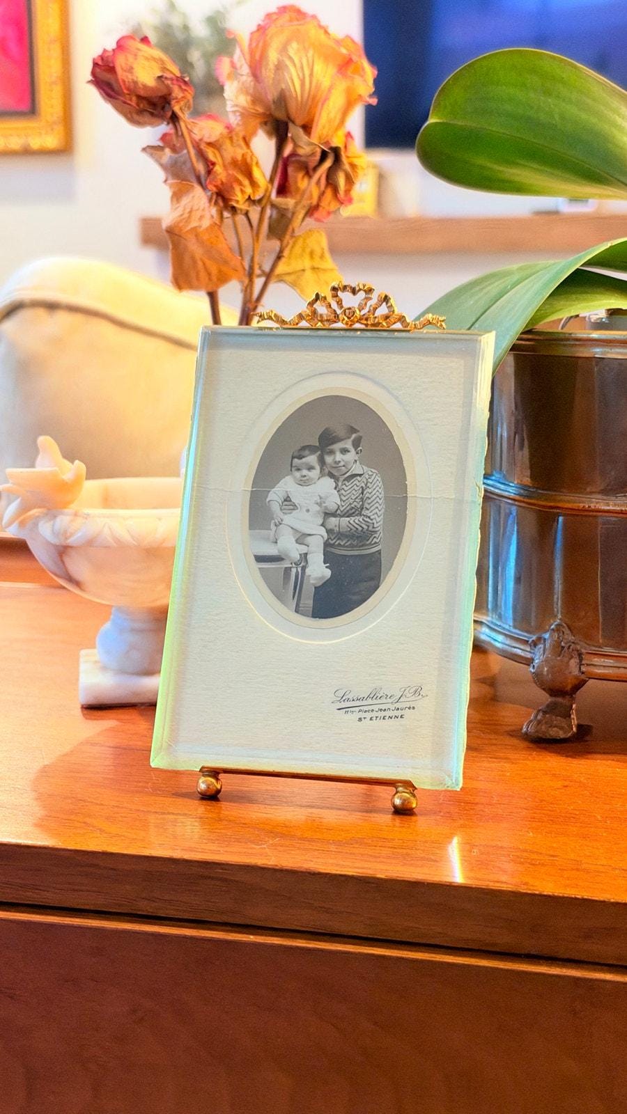 Antique French Beveled Glass Brass Frame - Etsy