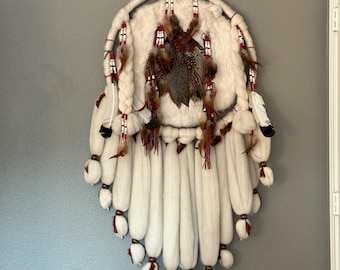 Large Vintage Native American Mandella / Shield With Indian Figure