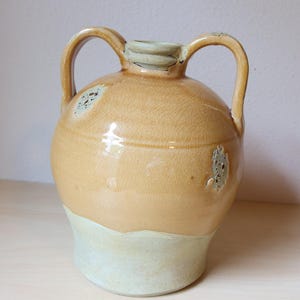 Vintage French Yellow Glaze Pot - Mustard Terracotta Stoneware - Wabi Sabi Antique Crock - Farmhouse Centerpiece - European Utility Jar