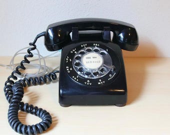 Vtg Western Electric 500 Black Rotary Phone - Rare Volume Control Handset - Mid-Century Desktop Decor Untested
