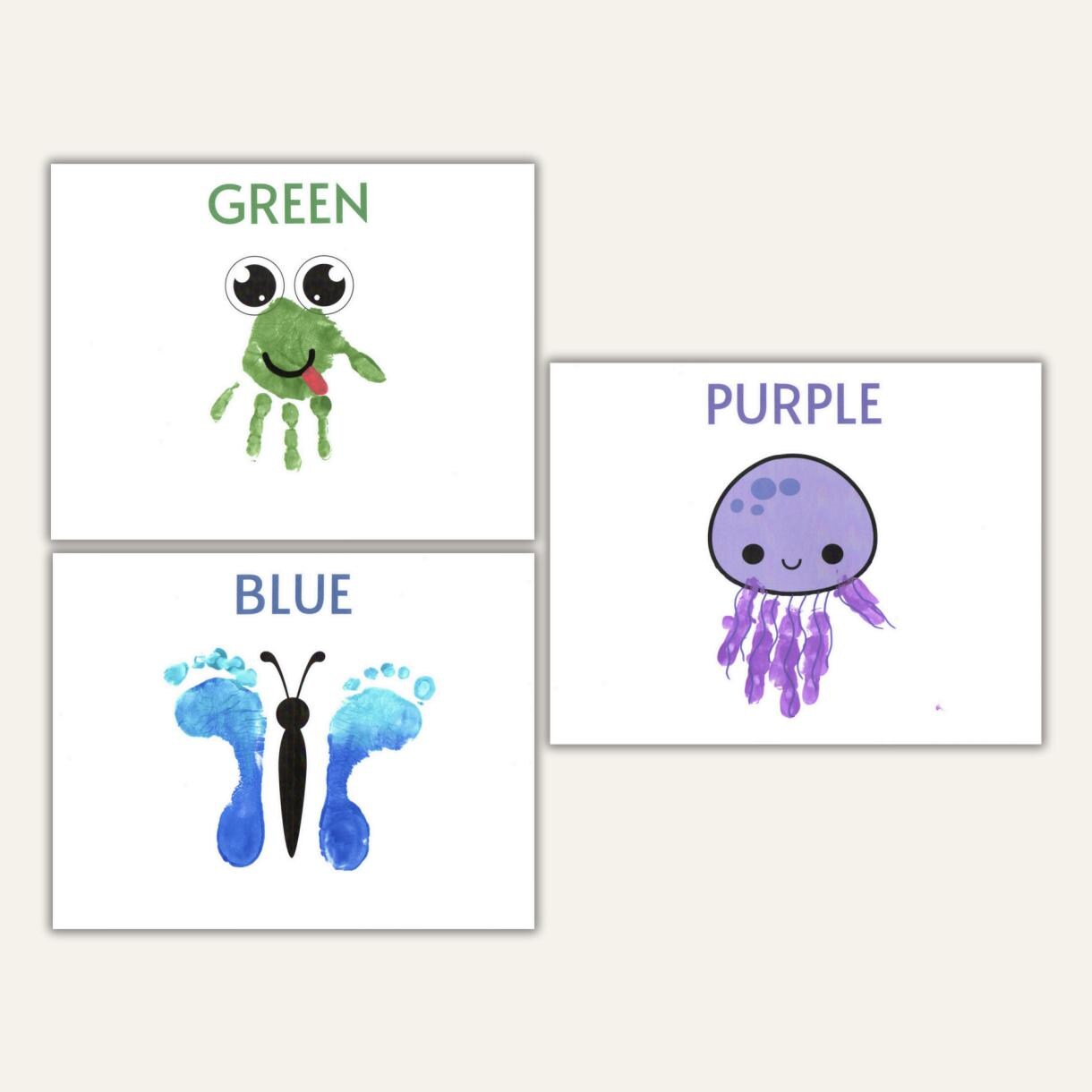 Toddler Handprint Footprint Colors Templates - Etsy