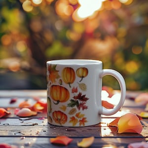 Autumn Pumpkin Ceramic Mug, Fall Harvest Decor, Thanksgiving Gift