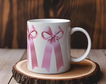 Coquette Bow Mug Pink Lover Ribbon Bow Aesthetic Pink Bow Gift Mug