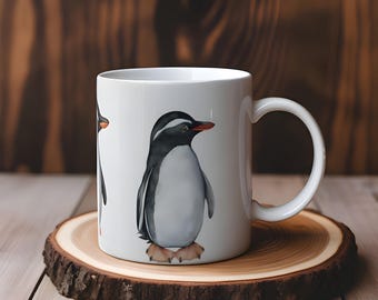 Penguin cute animal lover animal art mug for penguin lover friendship 3 penguins fun mug funny cute art mug