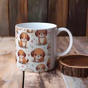 Pup Brown Cute kawaii puppy minnaar cadeau mok pup liefde cadeau tekening hond mok schattige stijl kawaii mok