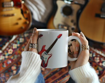 Electric Guitar Mug, Rock Music Coffee Cup Gift for them
