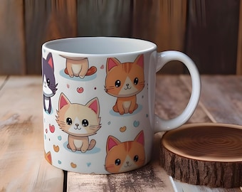 Kitty Kawaii cat mug for cat lovers cute kitty obsessed kitty mug for friends kitty lovers art kawaii animated mug gift friendship overload