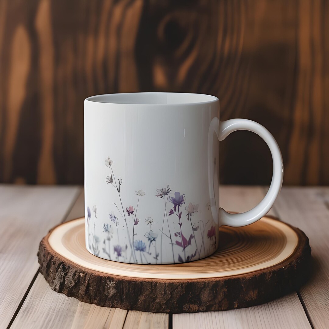 Boho Wildflower Mug, Floral Coffee Cup, Cute Tea Mug, Dainty Kitchen ...