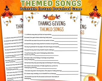 Thanksgiving Song Challenge Game, Printable Party Activity (PDF)