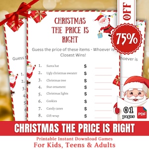 Christmas The Price Is Right Game, Christmas Printable Holiday Party Game For Kids & Adults, Christmas Guessing The Price Game, Family Game