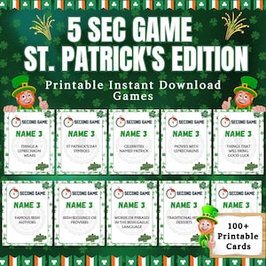 St. Patrick's Day 5 Sekunden Challenge Spiel | 100+ Quick-Thinking-Karten | Lustiges Partyspiel für Kinder, Erwachsene und Familien, St. Paddys Tagesaktivität