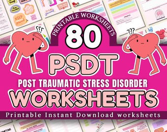 PTSD Worksheets Bundle, Trauma Coping Skills, Therapy Journal Pages (A4 US Letter)
