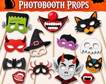 Photo Booth Props Printable Bundle, 90 Plus Masks, Cutout Accessories and Face Pieces
