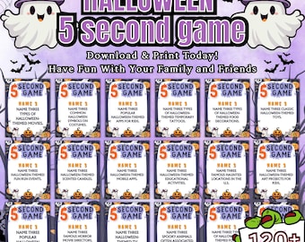 Halloween 5-Second Trivia Game | Printable Party Game (120+ Cards)