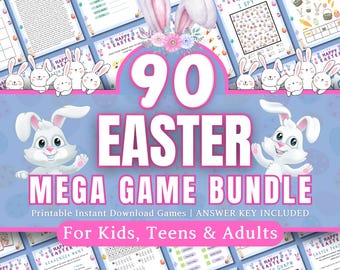 Easter MEGA Games Bundle | 260+ Printable Easter Party Games | Fun Family and Kids Activities | Easter Trivia, Scavenger Hunt, Bingo & More