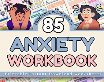 Anxiety Workbook Printable Bundle, 85 Worksheets, Coping Skills Journal (A4 US Letter PDF)