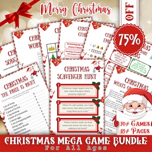 30+ Christmas Game Bundle, Christmas Party Games For Kids & Adults, School Xmas Games, Office Xmas Printable Game Bundle, Family Group Games