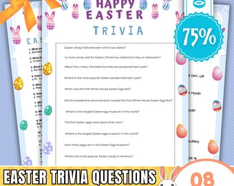 Cuestionario de preguntas y respuestas sobre Pascua / Juego de Pascua divertido y desafiante / Juego de fiesta de Pascua imprimible para niños y adultos / Noche de juegos en familia / Descarga instantánea