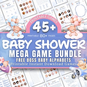 Baby Shower Games Bundle | Printable Baby Shower Activities & Games | Instant Download Party Game Pack | Fun Baby Games for Boys and Girls