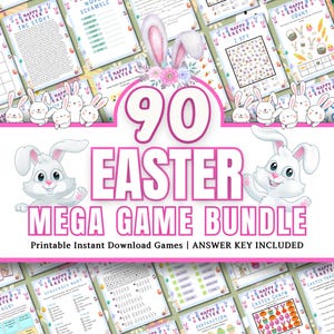 Easter Party Games Bundle, Easter Family Games, Printable Easter Party Games, Easter Classroom Activities for Kids, Easter Trivia Feud Game