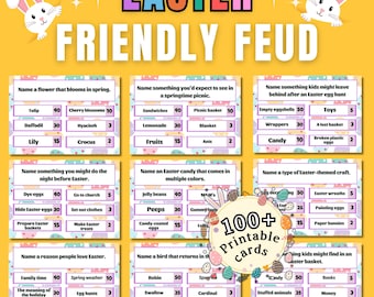 Easter Family Feud Game | Fun Easter Trivia Night | Printable Friendly Feud | Easter Party Game for Kids, Adults, Easter Game Night Activity