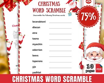 Christmas Word Scramble Game, Christmas Party Game For Kids & Adults, Christmas Word Activity, Family And Office Party Game, Christmas Pdf