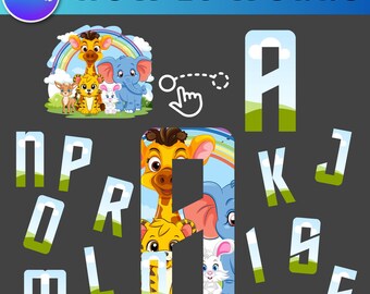 Editable Canva Frame Alphabet Template | Fill Your Own Font PNG | Sublimation Letters for Kids & Women Shirts | Digital Download