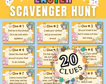 Easter Scavenger Hunt | Fun Easter Treasure Hunt Game | Printable Clue Hunt for Kids & Adults | Easter Party Activity | Instant Download