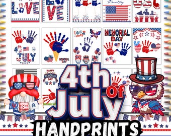 4th July Alphabet Handprint Art Bundle, Patriotic Letter Craft for Preschool | Kindergarten, Red White & Blue ABC Keepsake, Independence Day
