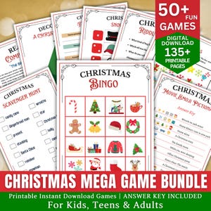 50+ Christmas Games Bundle, Christmas Party Games, School Christmas Game, Christmas Games Printable, Office Christmas, Family Christmas Game