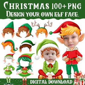 100+ Christmas Add Your Own Photo Face PNG Bundle | DIY Elf Yourself, Reindeer, Snowman & More | Xmas Craft for Kids And Holiday Decor
